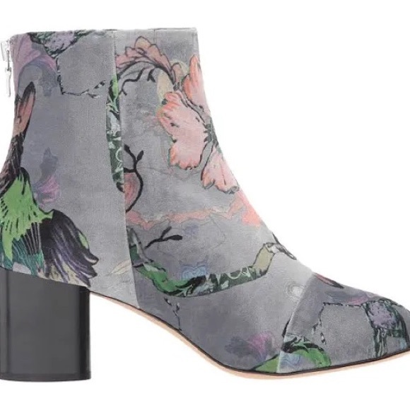 Rag and bone Drea Velvet Ankle Boot Grey Floral “stunning”